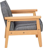 Kid Chair Sofa,Upholstered Armrest Chair with Solid Wood Structure and Linen Fabric for Kids Gift ( Dark Grey, Light Grey) ( Dark Grey)