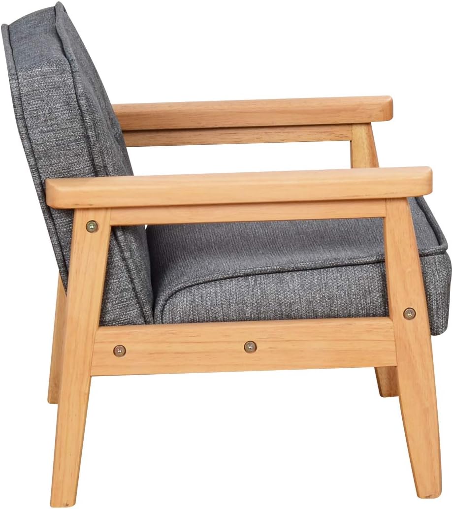 Kid Chair Sofa,Upholstered Armrest Chair with Solid Wood Structure and Linen Fabric for Kids Gift ( Dark Grey, Light Grey) ( Dark Grey)