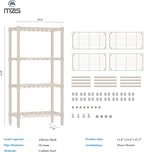 1000 lbs 4-Shelf Standing Storage Shelves Heavy Duty Metal Shelving Unit Adjustable Wire Rack for Office Garage Kitchen, Light Tan 11.8 D x 23.6" W x 47.5" H
