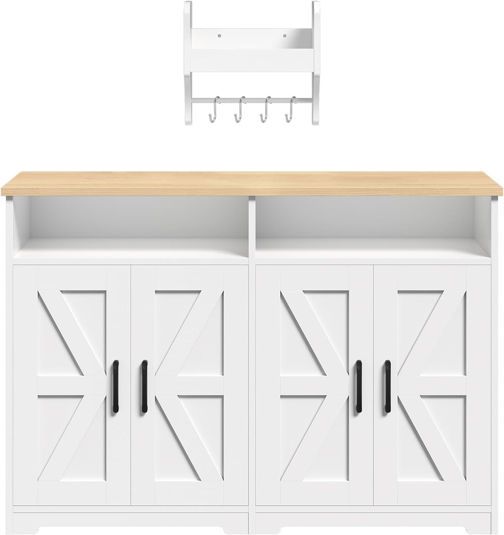 YATINEY Coffee Bar Cabinet, Kitchen Island with Storage, Farmhouse Sideboard ...