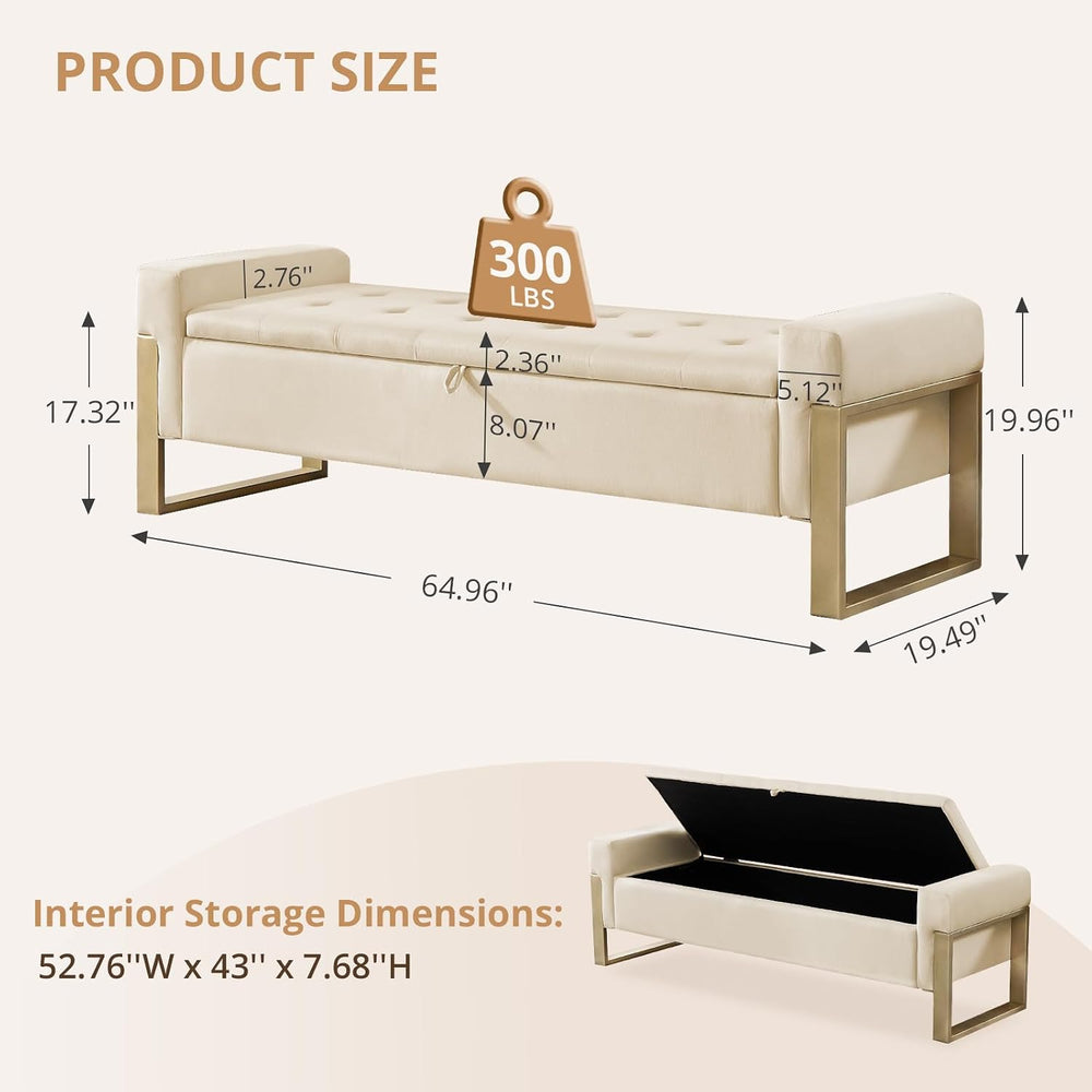End of Bed Storage Bench, 67'' Bench for Bedroom Foot of Bed King Siz...