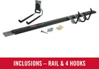 Rubbermaid FastTrack Garage Storage Utility Hooks 5 Piece Black All in One Rail Hook Kit and Tool Organizer Heavy Duty for Home/Garage/Shed/Garden