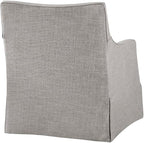 Martha Stewart London Swivel Chair - Solid Wood & Plywood, Skirted Metal Base Accent Armchair, Lumbar Pillow -Modern Classic Family Room Sofa Furniture Bedroom Lounge, 28"X31.5"X35.25", Grey