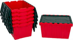 Akro-Mils KeepBox 12 Gallon Storage Container, Nesting and Stackable Plastic Storage Box with Lid Attached, Organizer Tote for Garages, Closets, and Moving, 21-1/2" x 15" x 12-1/2", Red/Green, 6-Pack