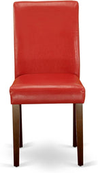 East West Furniture CAAB5-MAH-72 5 Piece Dining Set Includes a Rectangle Dining Room Table and 4 Firebrick Red Faux Leather Upholstered Chairs, 36x60 Inch, Mahogany