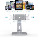 KABCON Tablet Stand Holder, Tightness Adjustable Multi-Angle Foldable Eye-Level Aluminum Solid Tablets Stands Dock for 4''-14''Tablets/Phone, iPad Series,Samsung Galaxy Tabs,Kindle Fire,Etc.