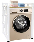 Washer Dryer Stacking Rack Stand, Heavy Duty Washer&Dryer Storage Shelves, Space Saver Stackable Storage Shelf for Laundry Room Apartments Bedrooms (White, Light Walnut)