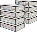StorageRight Under Bed Storage Bins, 8-Pack 40L Foldable Fabric Storage Bags with Transparent Window, Breathable Organizer for Clothes/Blanket/Comforter/Quilt, White