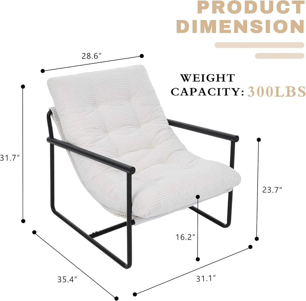 Modern Accent Chair for Living Room,Arm Chair with Metal Frame,Upholstered Armchair with Soft Cushion for Bedroom Lounge Reading Room (Beige)