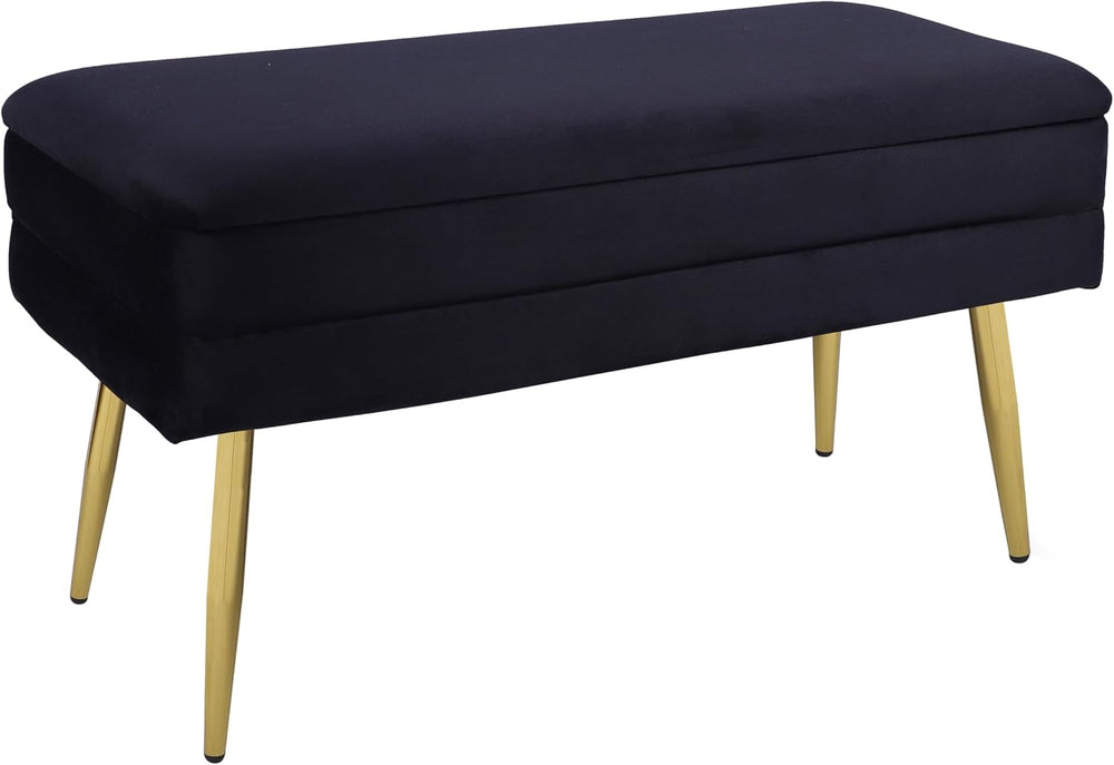 Tov Furniture Ziva Black Velvet Storage Bench