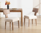 chairus Farmhouse Dining Chairs Set of 6, Upholstered Accent Chairs with Natural T-Shape Wood Back Armless Kitchen Chairs with Soft Pad, Linen Beige