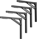 EVERHANGER 18 inch Folding Shelf Brackets for Garage, Heavy Duty Collapsible Shelf Bracket Steel Wall Mounted Table Brackets (Pack of 4, No Board)