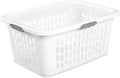 Sterilite Laundry Basket, Plastic Clothes Hamper, Large Rectangle Bin with Comfort Grip Handles and Reinforced Rim, 2 Bushel Capacity, White, 18 Pack
