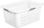 Sterilite Laundry Basket, Plastic Clothes Hamper, Large Rectangle Bin with Comfort Grip Handles and Reinforced Rim, 2 Bushel Capacity, White, 18 Pack