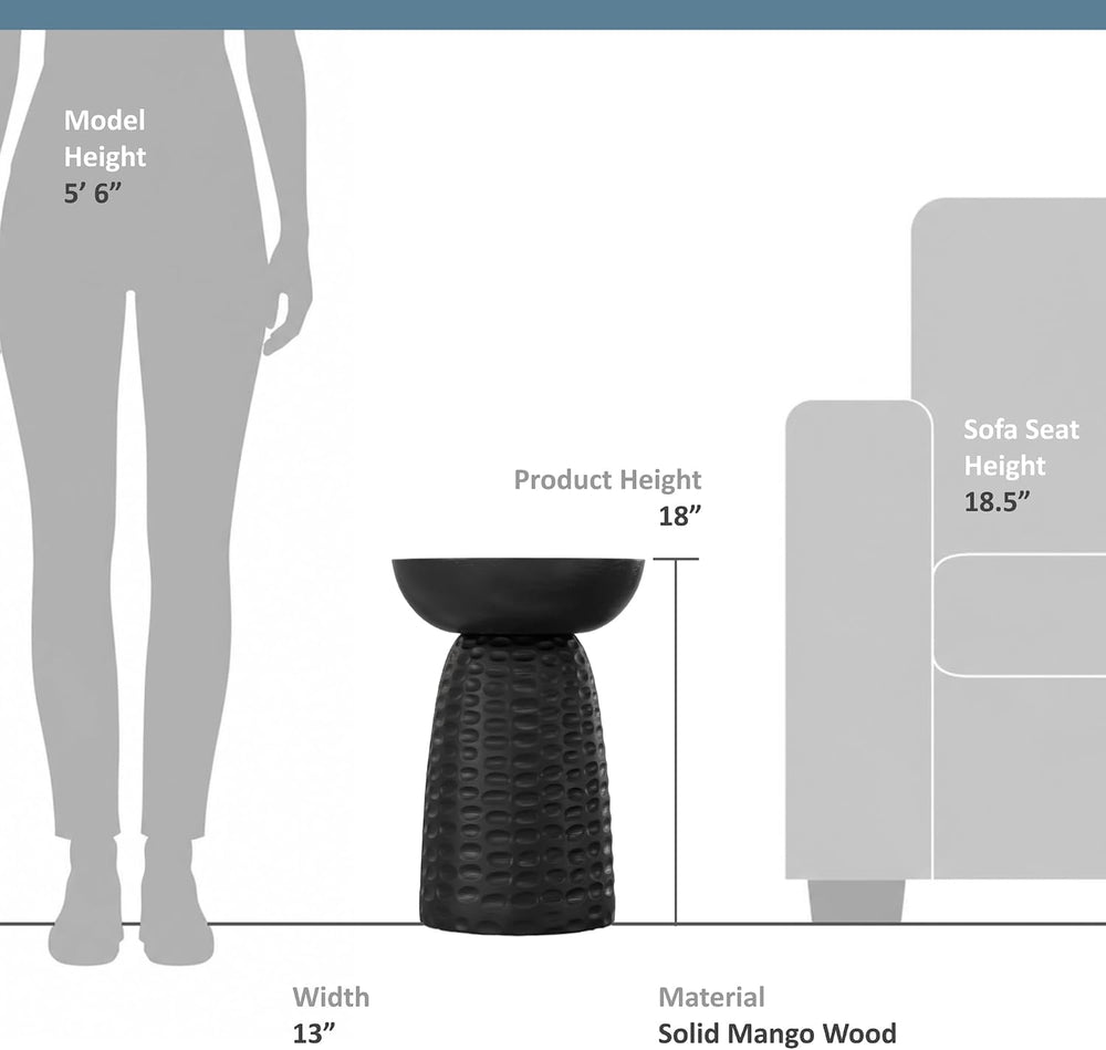 SIMPLIHOME Boyd 13" Wide Solid Wood Round End Table in Black