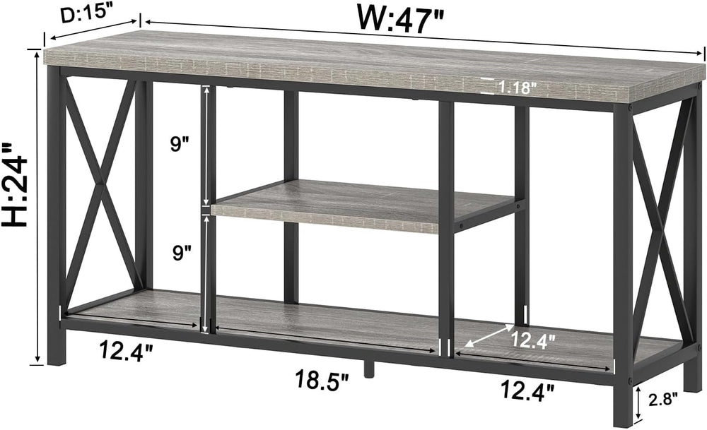 FOLUBAN Modern TV Stand for TVs up to 55 Inch, Rustic Wood Entertainment Cent...