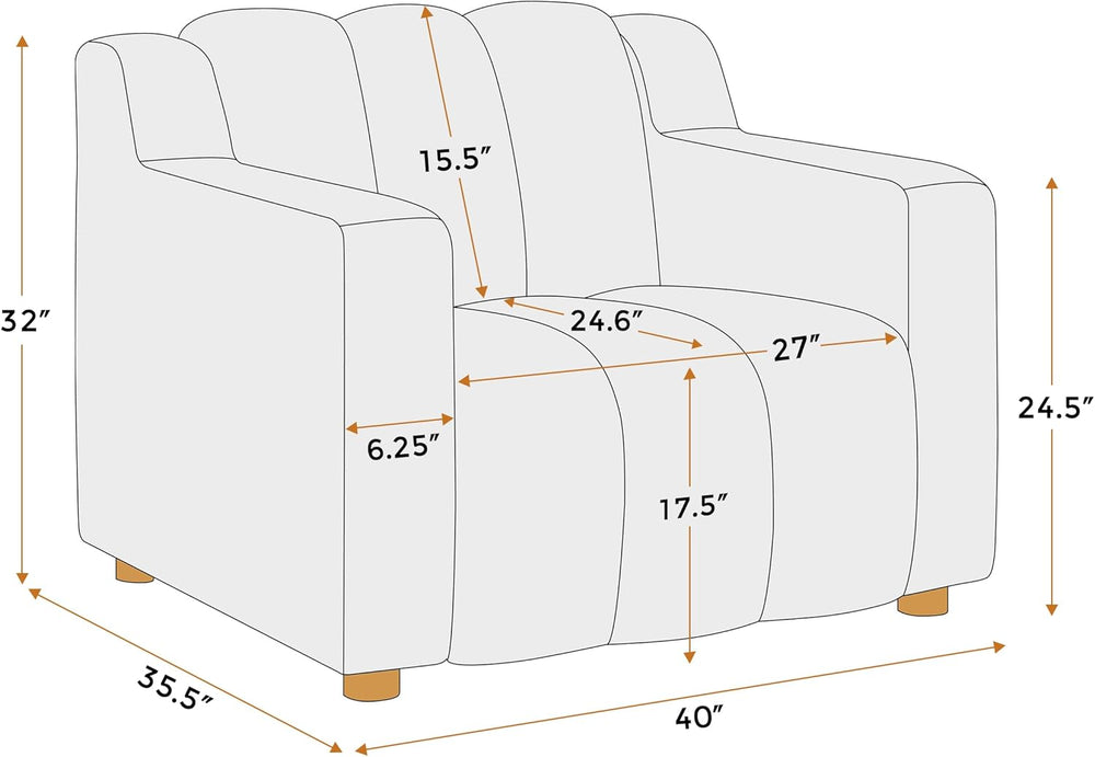 VANOMi Oversized Accent Chair Set of 2, Modern Living Room Chairs, Comfy Bouc...