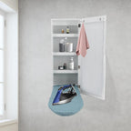 Wall Mounted Ironing Board Cabinet, Built-in Foldable Ironing Board, Wall Ironing Boards with Mirror and 2 Hooks for Home, Apartment & Small Spaces