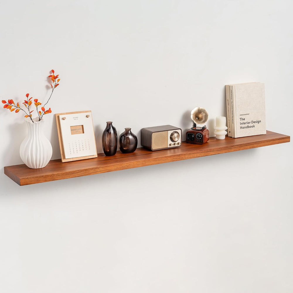 55" Solid Teak Floating Wall Shelf, Water Resistant & Sturdy Decor