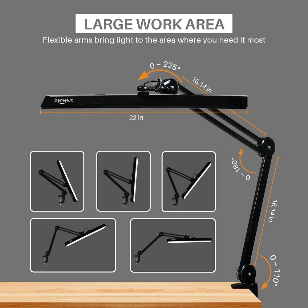 LED Architect Desk Lamp with Clamp, 24W 2000LM, Black