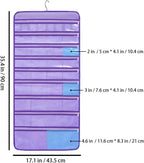 Travel Jewelry Organizer Dual Sided Hanging Earring Holder Bracelet Storage Rolls Rings Display Case with 68 Zippered Pockets (PURPLE)