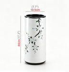 White, W19.5 X H44 Cm, Ceramic Umbrella Stand, Freestanding Decorative Vase, Wide-Mouth Design, Non-Slip Stable Base, for Home Decor, Family Use, and Living Rooms