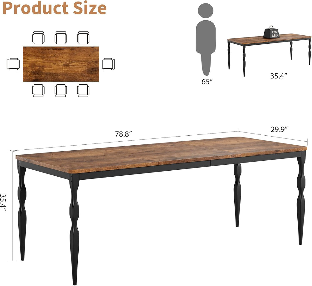 Garvee 79-Inch Modern Farmhouse Dining Table, Large Rectangular Kitchen Table...