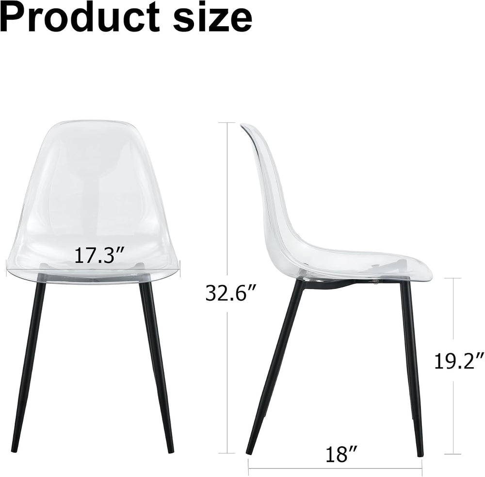 JUFU Acrylic Dining Chairs Set of 4, Modern Clear Chairs with Transparent Sea...