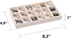 Frebeauty Jewelry Organizer Tray,Stackable Velvet Jewelry Trays,Drawer Inserts Earring Organizer For Women Jewelry Storage Display Case for Rings Stud Necklaces,Set of 4(Beige)