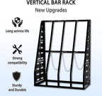 Steel Vertical Long Parts Storage Rack, Lumber Storage Rack 1500 LBS Capacity, Heavy Duty Standing Bar Rack with Safety Chain for Garage Workshop Factory, 4 Bays, Black,