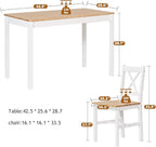 SogesPower Dining Table Set for 4, Wood Rectangular Kitchen Dining Table Set with 4 Chairs, 5-Piece Space-Saving Kitchen Table Set for Dining Room Small Space, White+Oak 43"