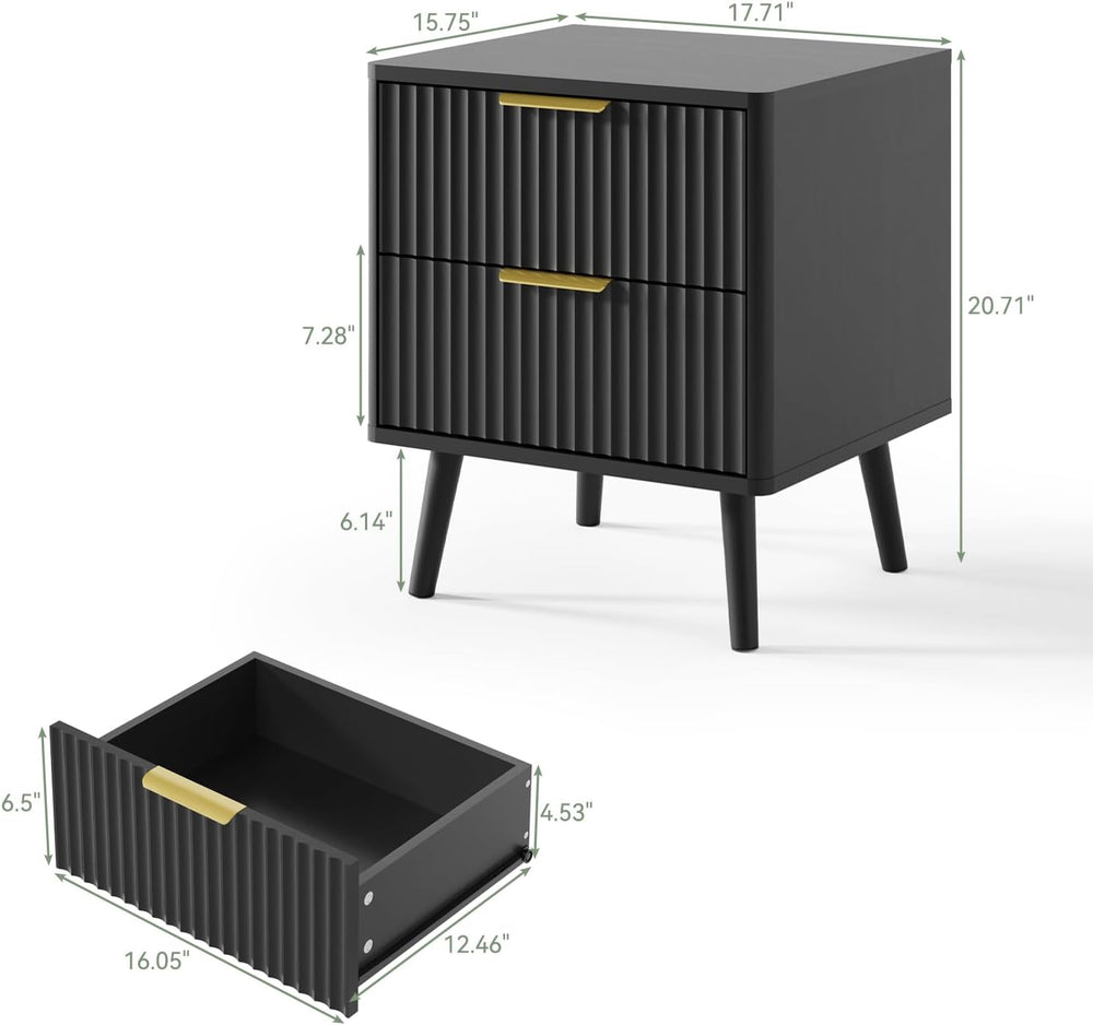 LYNSOM Fluted Dresser and Nightstand Sets 4 Piece, 2-Drawer Nightstands and 5...