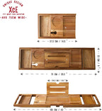 XcE Foldable Acacia Wood Bathtub Caddy Tray - Expandable to 40 Inches with Non-Slip Pads for Couples Luxury Bath