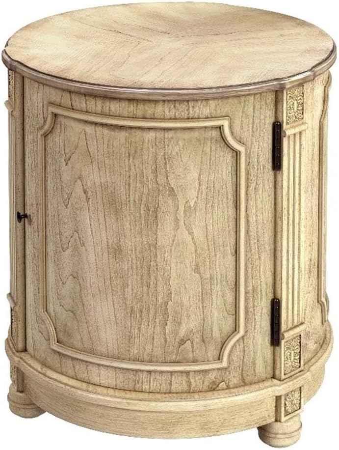 Beaumont Lane 20" W Drum Side Table, Poplar Hardwood and Cherry Veneer, ...