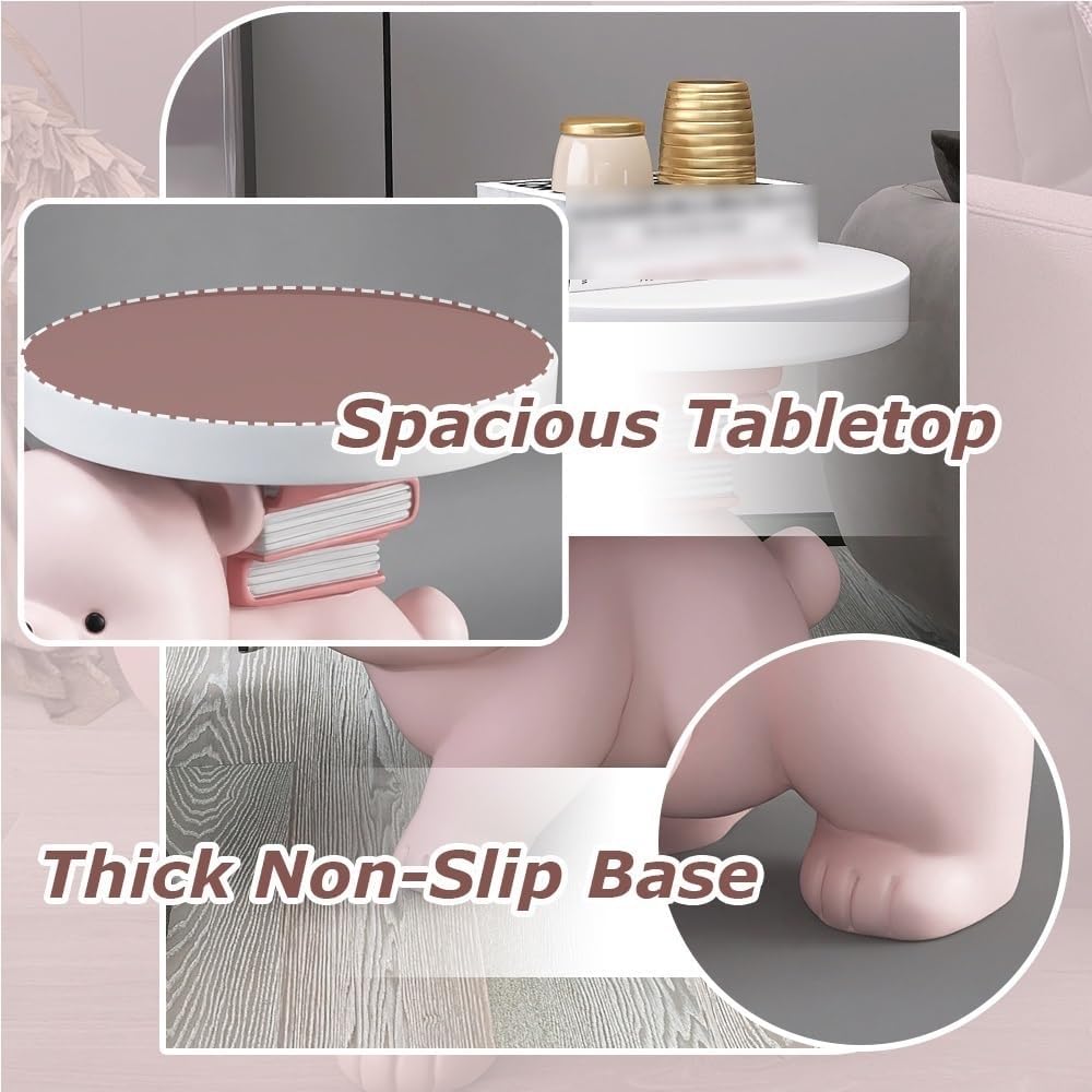 Decorative Sculpture Side Table, Floor Couch Table with Tray Tabletop, End Ta...