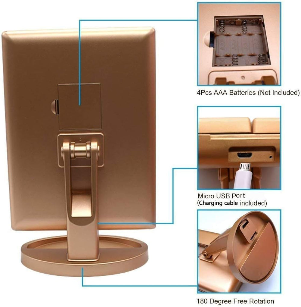 Infitrans Trifold Makeup Mirror Vanity Mirror with Lights,1X 2X 3X Magnificat...