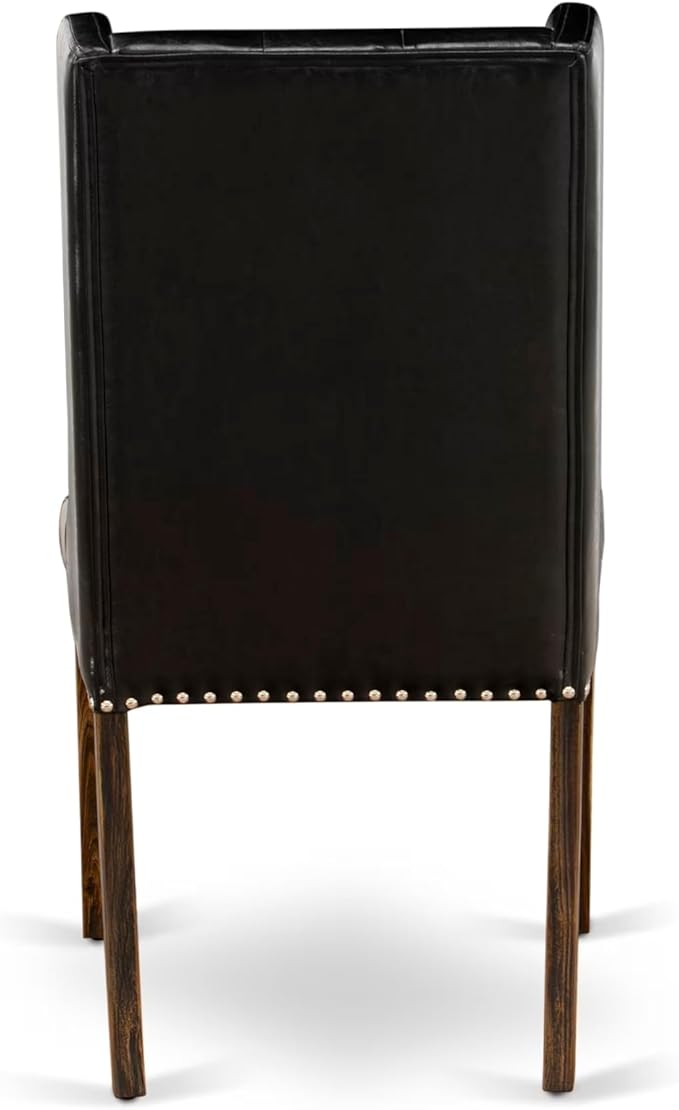 East West Furniture V797FO749-5 5 Piece Dining Room Furniture Set Includes a Rectangle Dining Table with V-Legs and 4 Black Faux Leather Upholstered Chairs, 40x72 Inch, Multi-Color