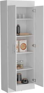 23.6" D*11.9" W*66.8" H Corner Kitchen Pantry with 4 Shelves, Double Door, Rectangular Storage Cabinet, Modern Minimalist, for Living Room, Dining Room, White