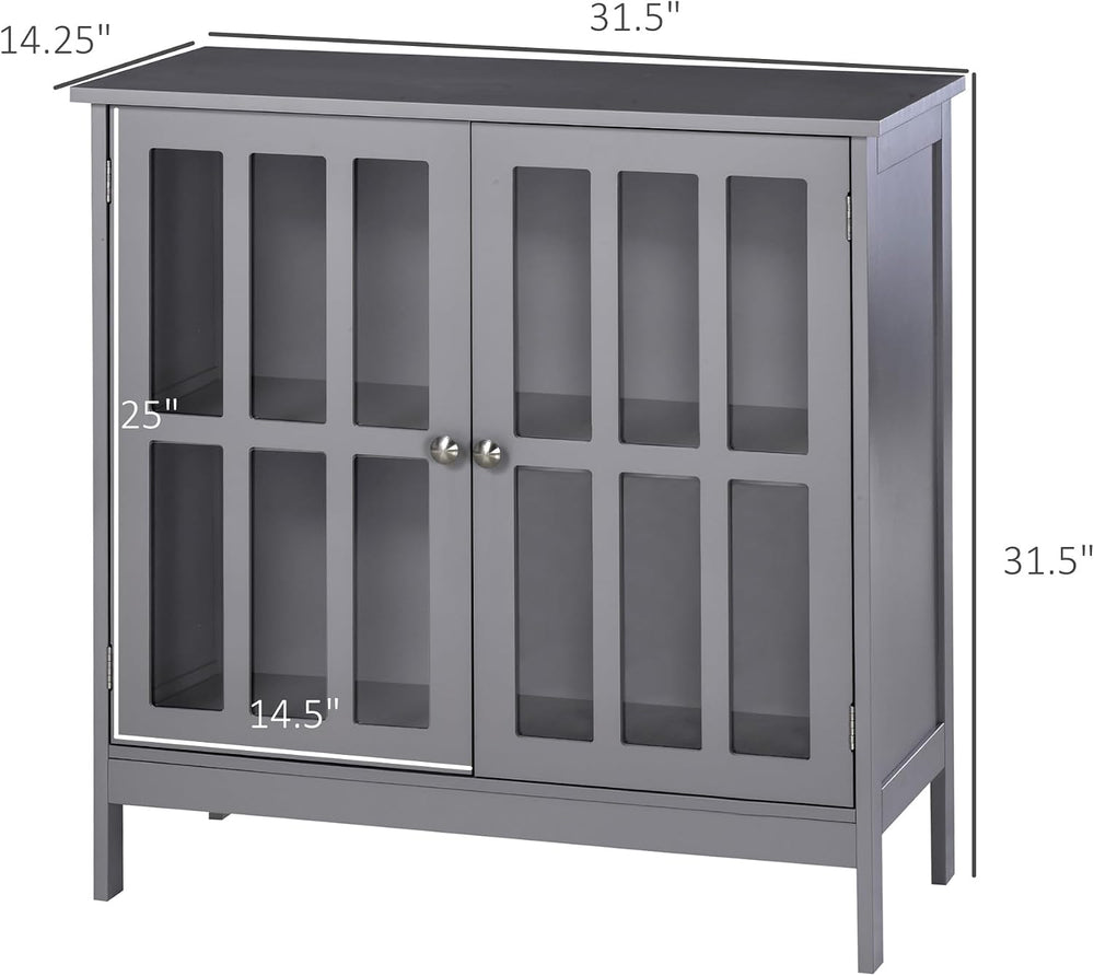 kleankin Sideboard Buffet, 2-Door Storage Cabinet, Credenza, Gray