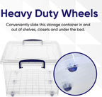 Superio Storage Bins with Lids- Clear Boxes for Organizing, Stackable Plastic Containers- BPA Free, Non-Toxic, Odor Free, Organizer for Home, Office, Dorm (8 Pack, 32 Qt (Wheeled))