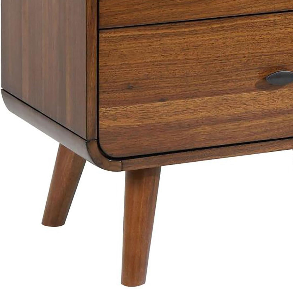Dark Walnut 2-Drawer Nightstand Modern-Rustic Design,for Small Spaces
