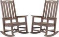 Outdoor Rocking Chairs Set of 2, Oversized Porch Rocker (Brown) | Weather Resistant Rocking Chairs with High Back, Heavy-Duty Large Patio Rocker with 350lbs Weight Capacity for Adult
