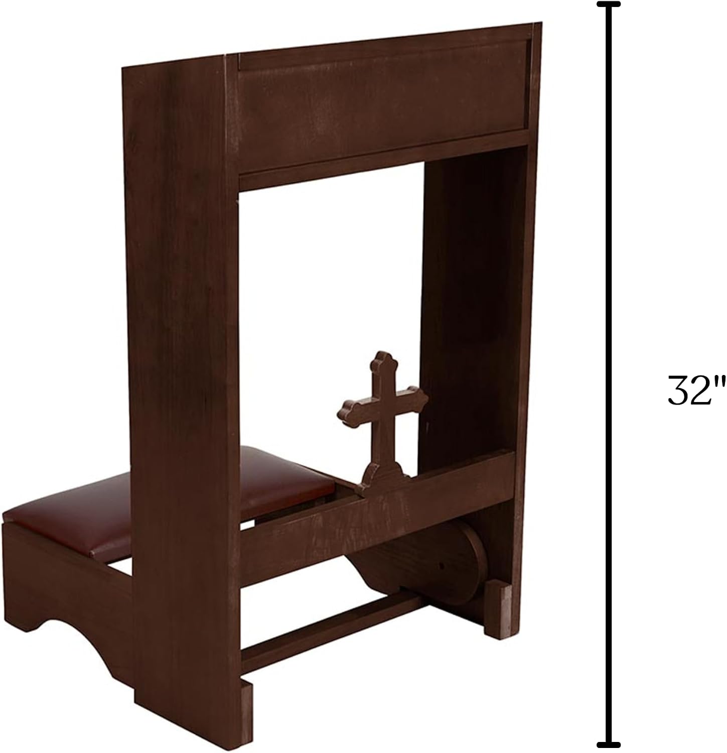 Needzo Walnut Wooden Cross Kneeler, Catholic Church Supplies, Foldable, 20 x 32 Inches