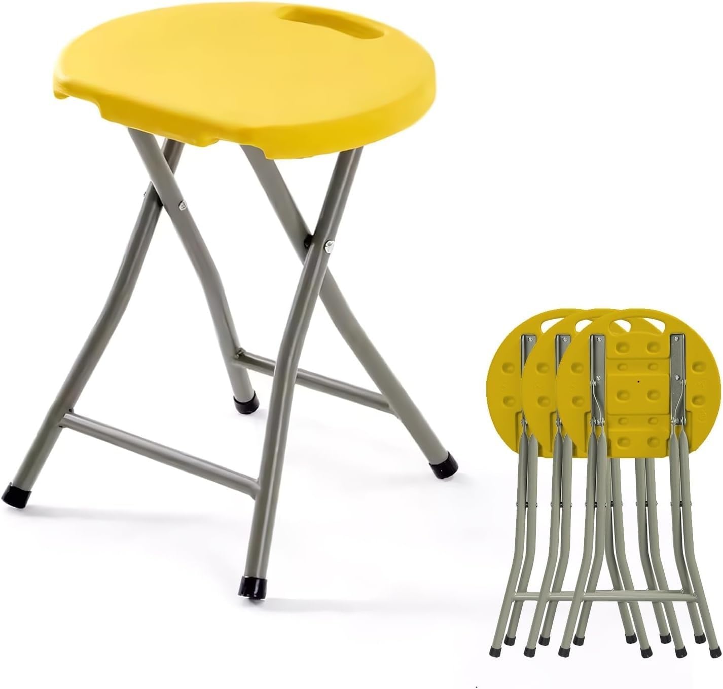 Folding Stool - Folding Chairs for Outside, Backless Stool with Capacity for Kitchen Or Rec Room - Portable(Yellow)
