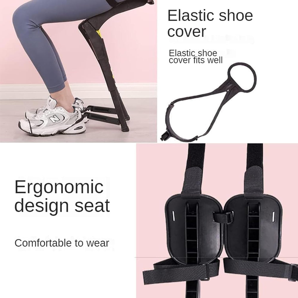 Adjustable Chairless Wearable Invisible Chair,Invisible Chair Wearable Exoskeleton Human Wearable Seat,Anywhere Camping Folding Stool Withstands 150kg,Black