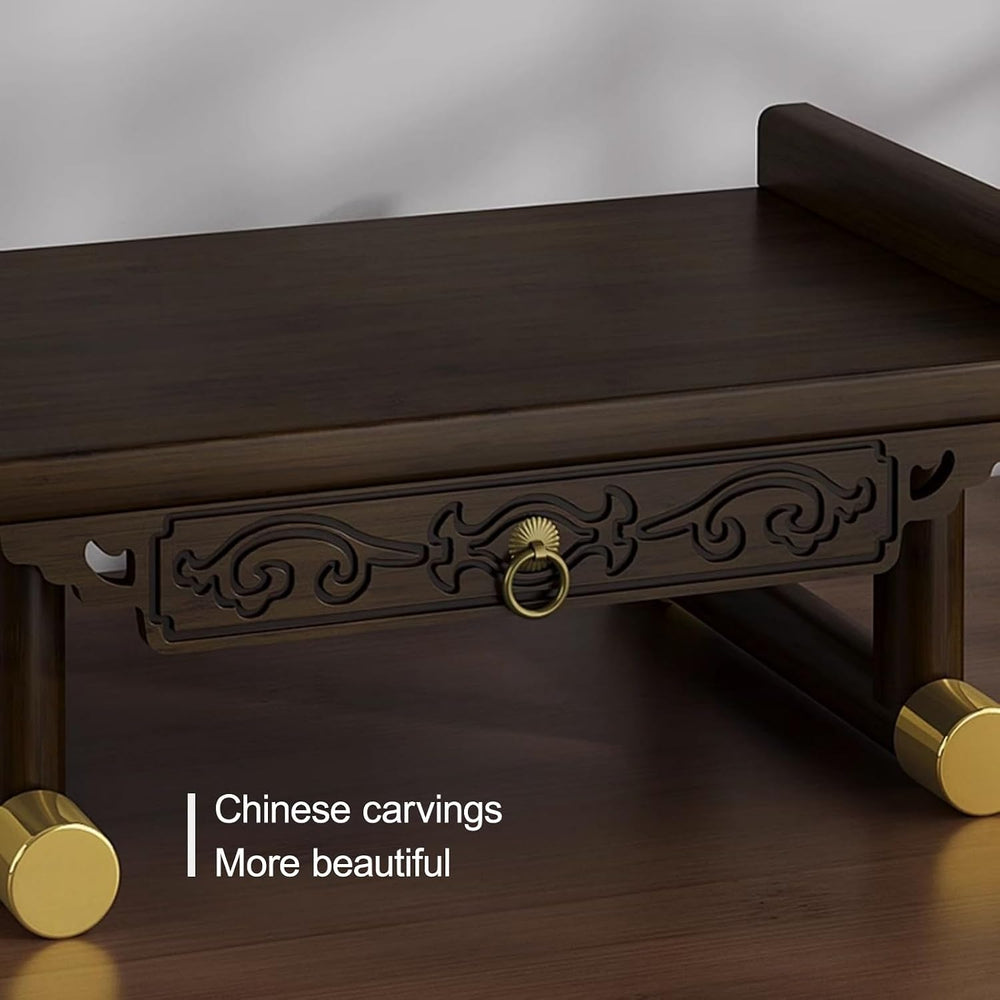 Chinese Personal Buddha Niches Shrine Meditation Table, Bamboo Meditation Alt...