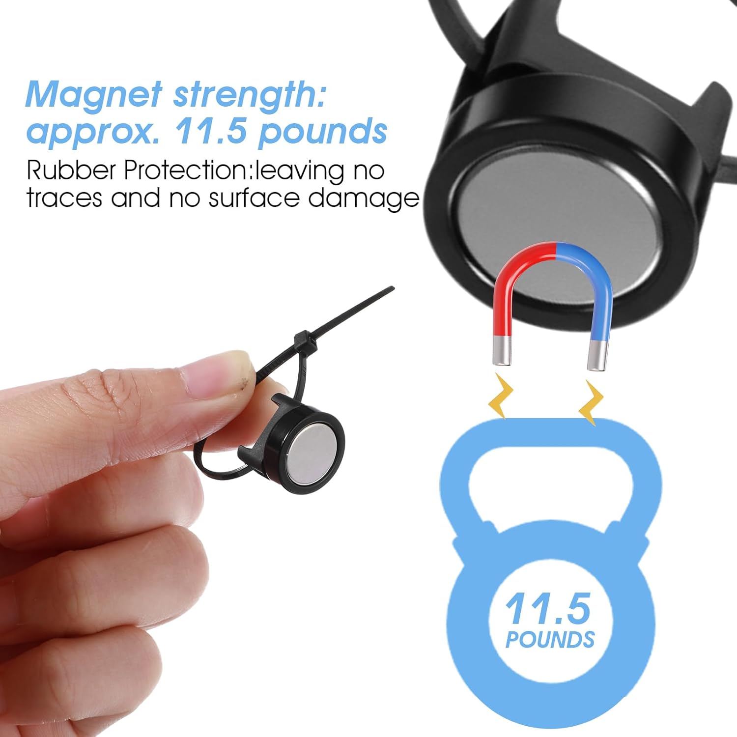 30 Pcs Magnetic Zip Tie Mounts Magnetic Cable Clips Organize and Secure Cable Wires with Powerful Multipurpose Ties Mount Base for Electrical Wire