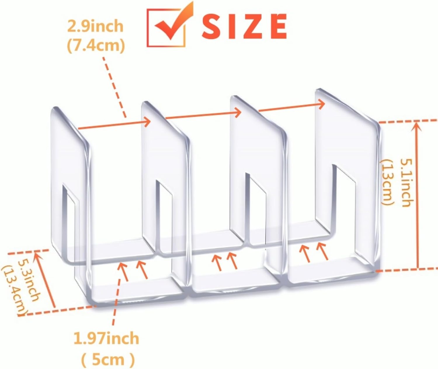 LUGUNU Acrylic Clear Purse Divider Organizer Clear Desk File Sorter Divider Mesh Folder Closet Shelf Storage Office Supplies Stand Holder Bookshelf (2 Pack of 3 Sections)