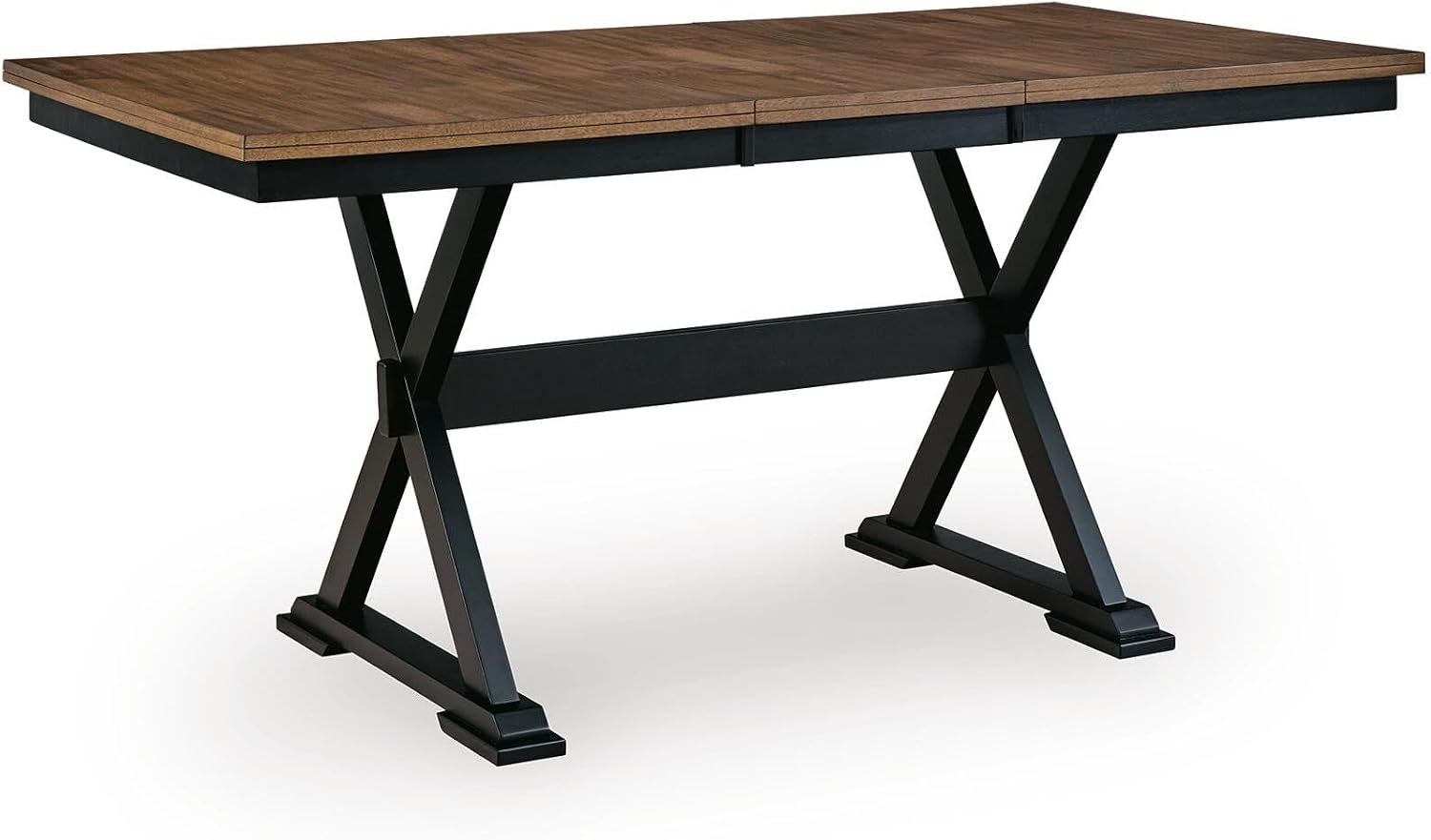 Signature Design by Ashley Farmhouse Counter Height Dining Table, Brown | Hardwood solids mango wood veneer and MDF substrate, Two-tone finish, 18 in self-storing butterfly leaf, Wildenauer Series
