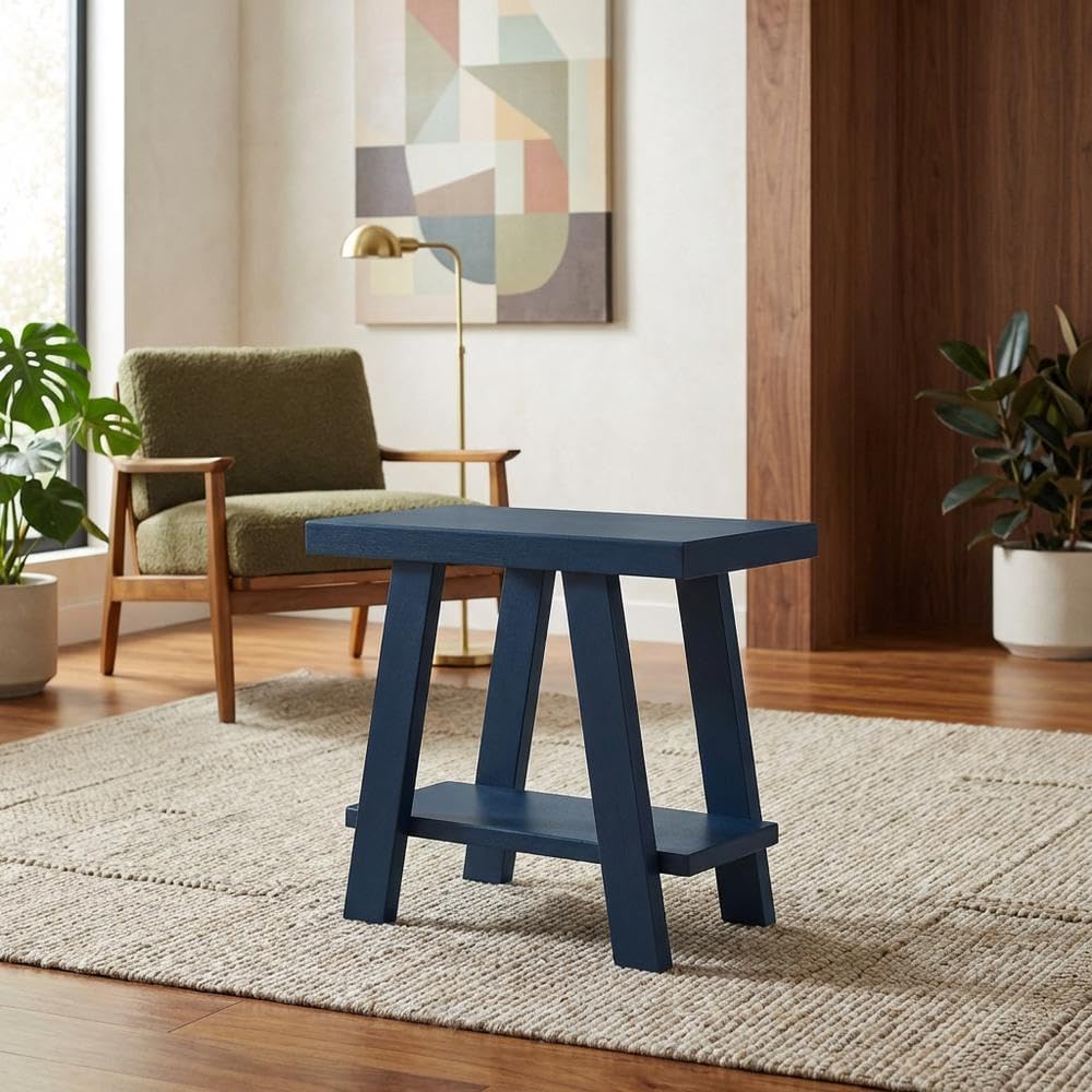 Furnifact Navy Blue, Side Table, Manufactured Wood Construction, Open Shelf, ...